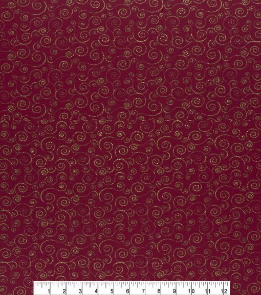 Scrolls Christmas Glitter Cotton Fabric - Image 3