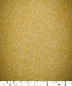 White Swirls on Dark Yellow Quilt Cotton Fabric by Quilter s Showcase