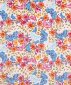 Butterfly On Animal Print Sew Lush Fleece Fabric