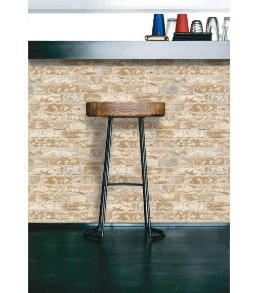 RoomMates Wallpaper Stuccoed Brown Brick - Image 6