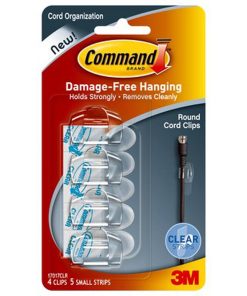 Command 9ct Clear Round Cord Clips   Strips