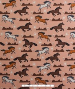 Wild Horses on Pink Blizzard Fleece Fabric