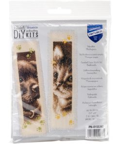 Vervaco 2 x 8 Cat   Dog Bookmark Counted Cross Stitch Kit 2ct