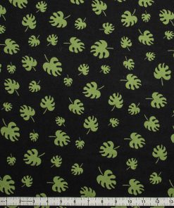 Palm Leaves on Black Super Snuggle Flannel Fabric