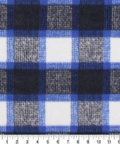 Blue   Black Textured Plaid Anti Pill Fleece Fabric