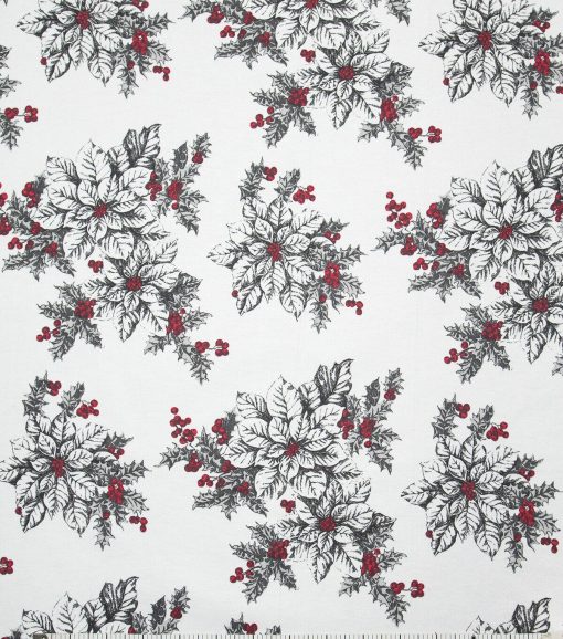 White Poinsettia Super Snuggle Flannel Fabric - Image 2