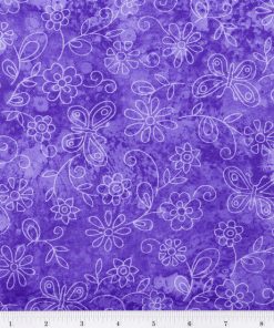 Fabric Traditions Butterflies on Purple Cotton Fabric by Keepsake Calico