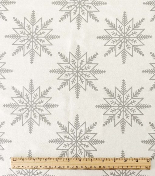 Silver Snowflakes Christmas Foil Flannel Fabric - Image 2