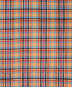 Orange   Teal Plaid Cotton Fabric