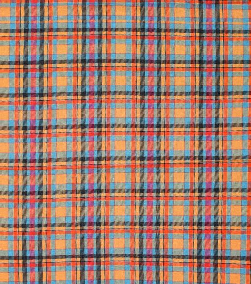 Orange   Teal Plaid Cotton Fabric