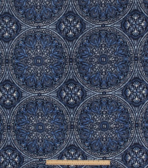 Blue Medallions Anti Pill Fleece Fabric - Image 2