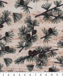 Rustic Pine Branches Anti Pill Fleece Fabric