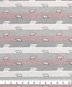 Bear Silhouttes On Stripes Super Snuggle Flannel Fabric