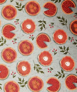 Pumpkin Pies On Teal Fall Print Cotton Fabric