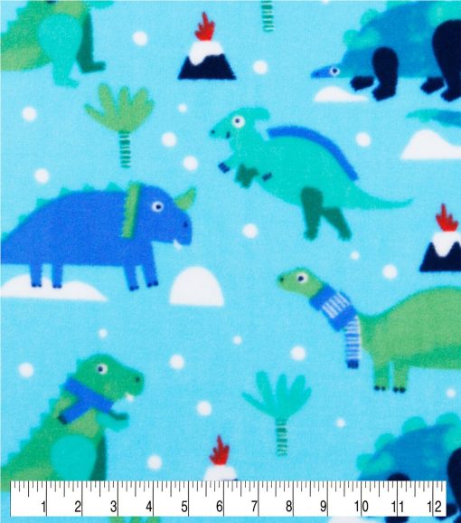 Winter Dinosaurs Anti Pill Fleece Fabric - Image 2