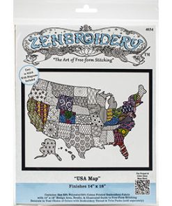 Design Works 18 x14 USA Map Zenbroidery Stamped Embroidery Kit