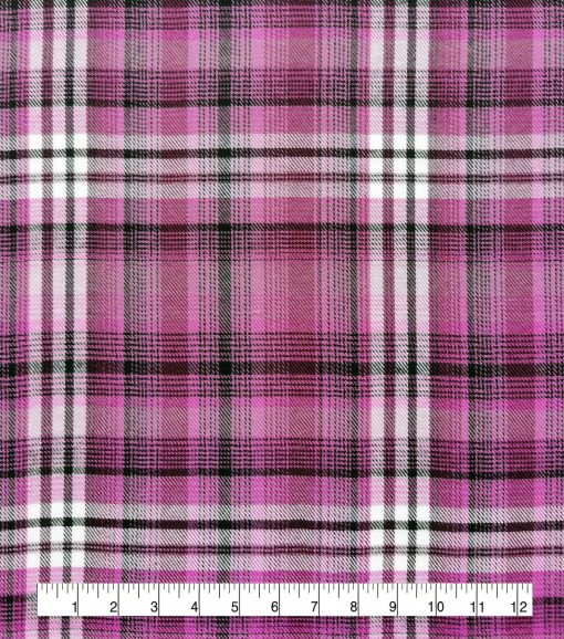Purple Box Plaid Polyester Flannel Fabric - Image 4