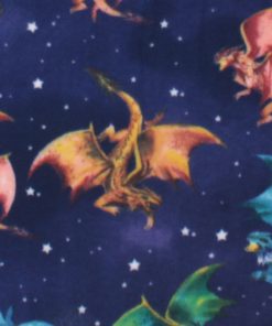 Dragons   Stars on Navy Anti Pill Plush Fleece Fabric