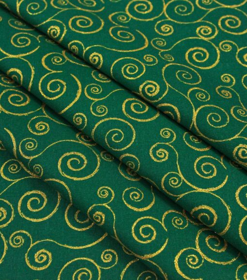 Scrolls Christmas Glitter Cotton Fabric - Image 4