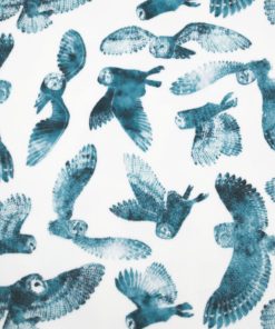 Teal Snowy Owls Anti Pill Fleece Fabric