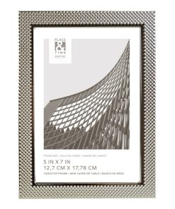 5 x 7 Silver Beaded Texture Tabletop Picture Frame by Place   Time
