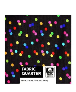 18 x 21 Confetti on Black Cotton Fabric Quarter 1pc