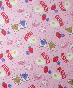 Breakfast Foods on Pink Super Snuggle Flannel Fabric by POP!