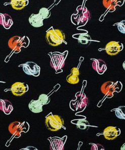 Black Watercolor Instruments Super Snuggle Flannel Fabric