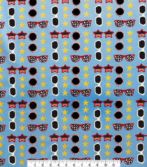 Patriotic Sunglasses Keepsake Metallic Cotton Fabric - Image 2