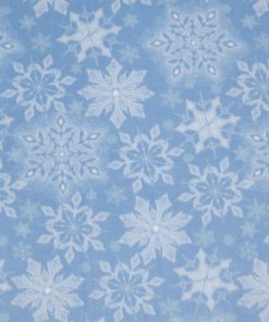 Intricate Snowflakes on Blue Anti Pill Fleece Fabric