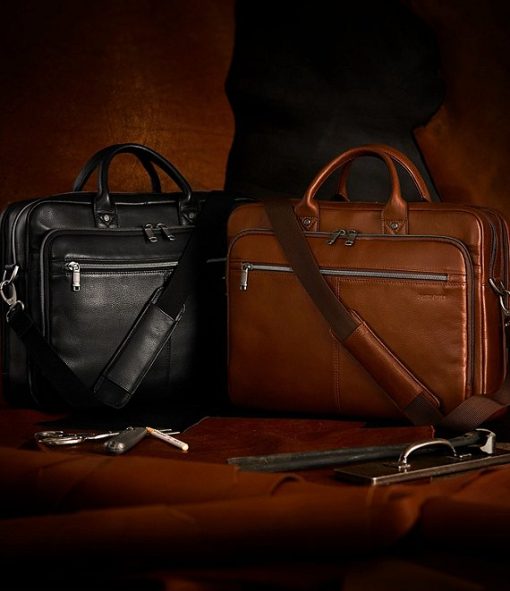 Classic Leather Toploader Brief Case - Image 6