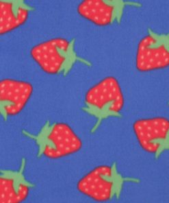 Strawberries on Blue Blizzard Fleece Fabric