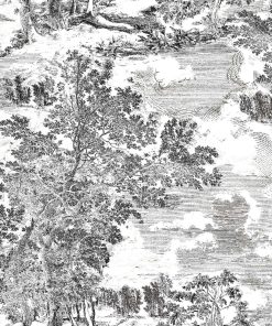 Surface Style 20.5  x 18  Charcoal Serene Scenes Peel   Stick Wallpaper