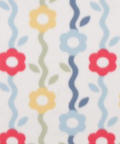 Floral Stripe on White Blizzard Fleece Fabric