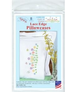 Jack Dempsey 2pk Field of Flowers Stamped Lace Edge Pillowcases
