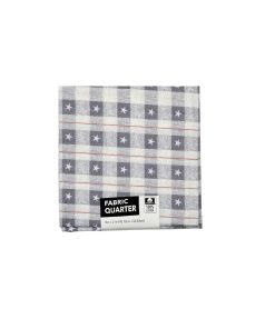 Americana Plaid Stars Navy Cotton Fabric Quarter