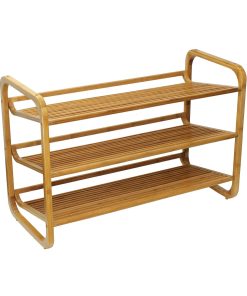 Oceanstar 29.5 x 20 Brown 3 Tier Bamboo Shoe Rack
