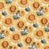 Sunflower Distressed Wood Harvest Cotton Fabric