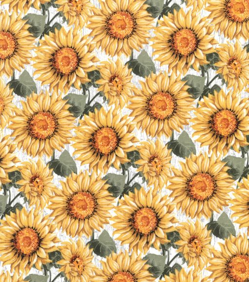 Sunflower Distressed Wood Harvest Cotton Fabric