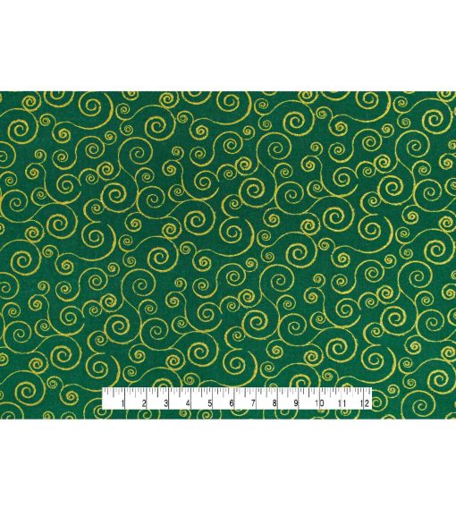 Scrolls Christmas Glitter Cotton Fabric - Image 5