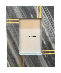 4 x 6 Gray Marble   Gold Inlay Tabletop Picture Frame by Place   Time