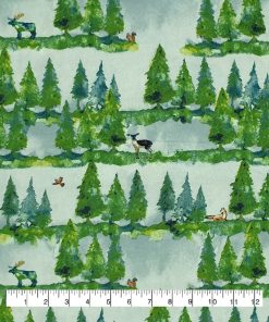 Watercolor Pine Trees Super Snuggle Flannel Fabric