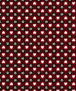 Paws And Hearts Red Buffalo Check Super Snuggle Flannel Fabric
