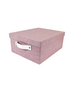14 Pink Heather Pattern Rectangle Box With Lid   Carrying Handles