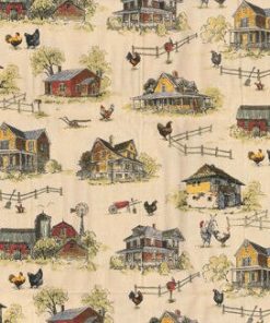 Fabric Traditions Chickens On Farm Tan Novelty Cotton Fabric