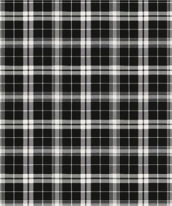 Plaid Black White 108 Wide Flannel Fabric