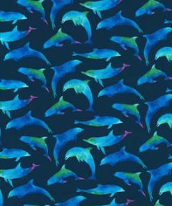 Fabric Traditions Blue Ombre Dolphins Novelty Cotton Fabric