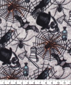 Black Spooky Halloween Anti Pill Fleece Fabric