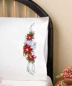 Design Works 20 x 30 Poinsettia Embroidery Pillowcase Set