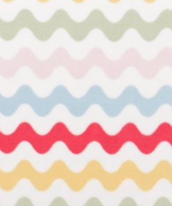 Wavy Stripe on White Anti Pill Plush Fleece Fabric